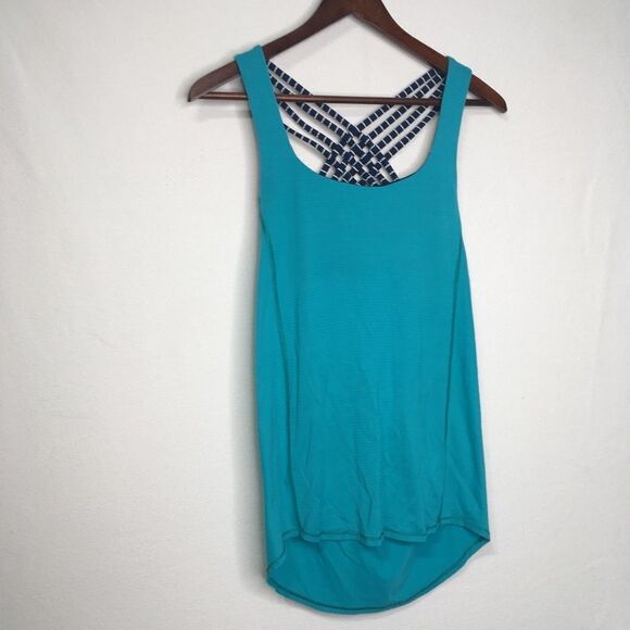 Lululemon Blue Tropics Parallel Stripe Wild  Tank Sz 4 - Picture 4 of 13